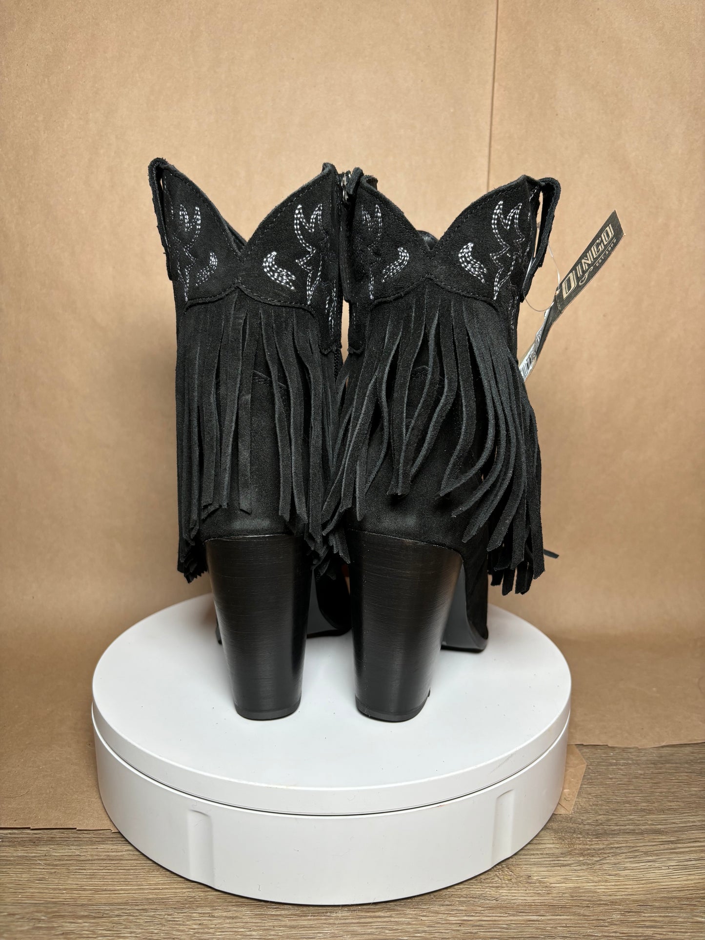 DINGO size 10 crazy Train Black Fringe boots NEW IN BOX
