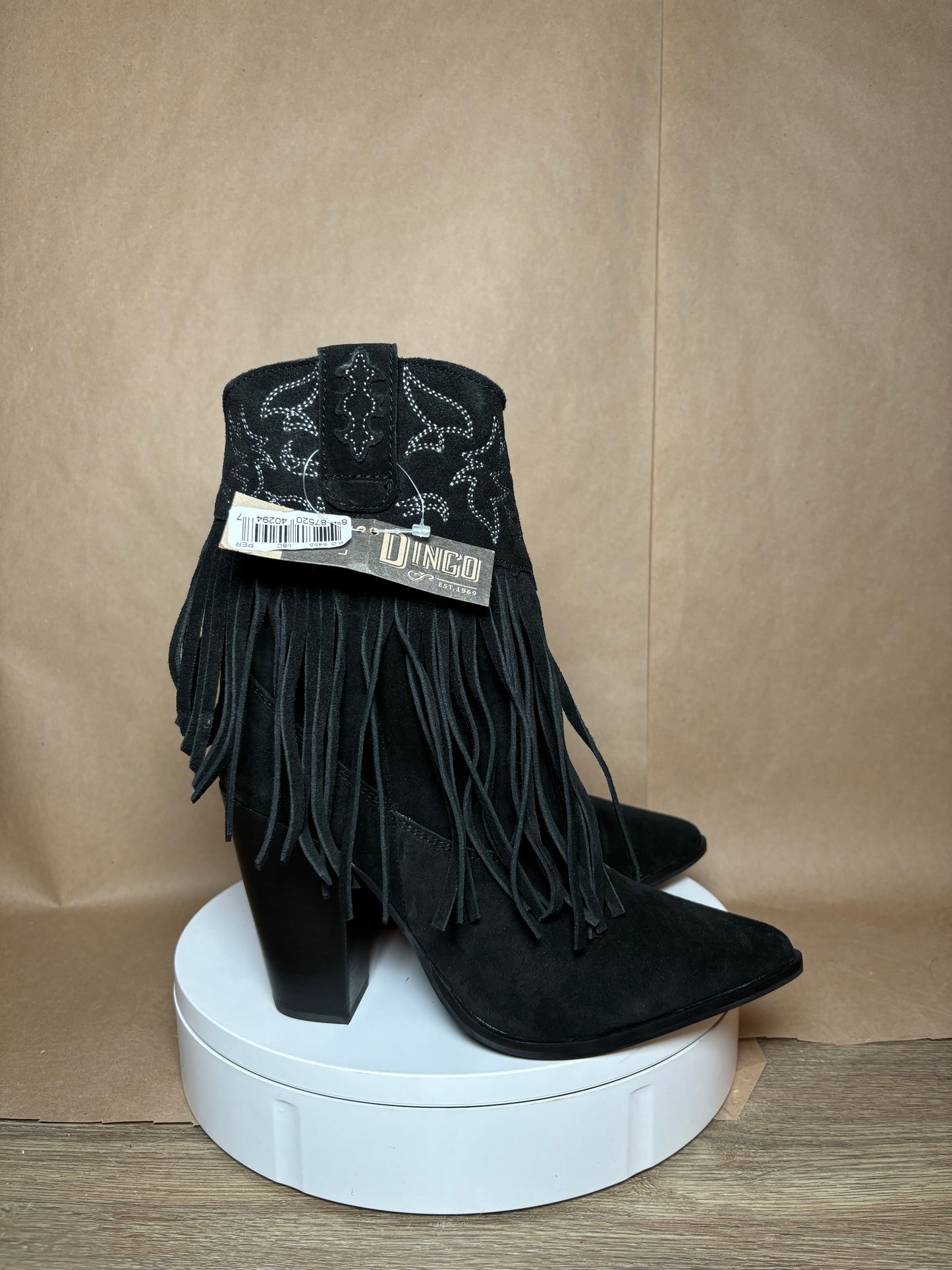 DINGO size 10 crazy Train Black Fringe boots NEW IN BOX