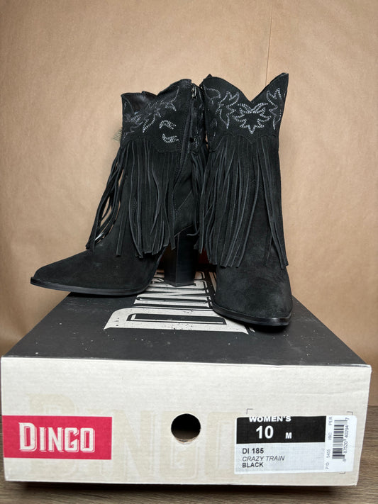 DINGO size 10 crazy Train Black Fringe boots NEW IN BOX