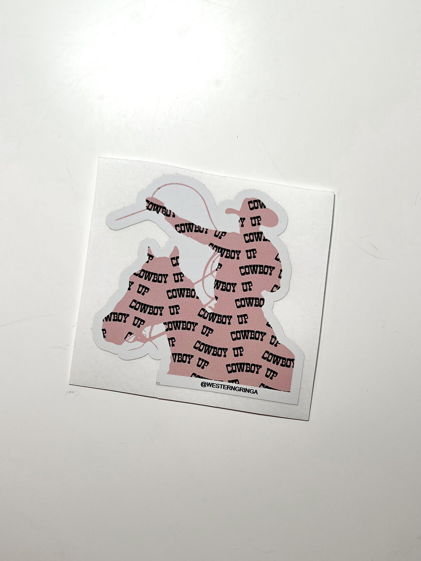 pink/black cowboy up sticker