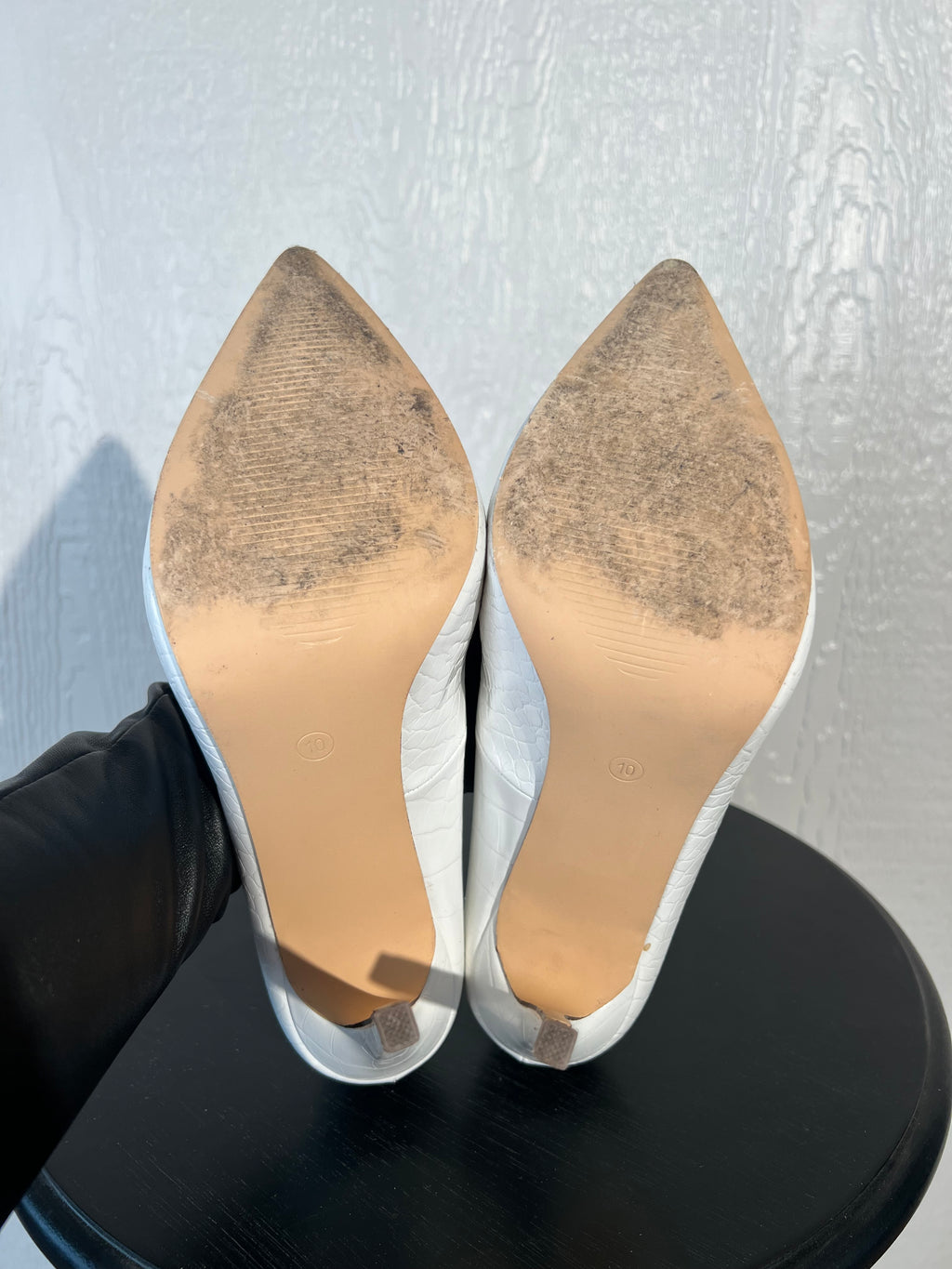 Fashion Nova size 10 white heels GENTLY USED