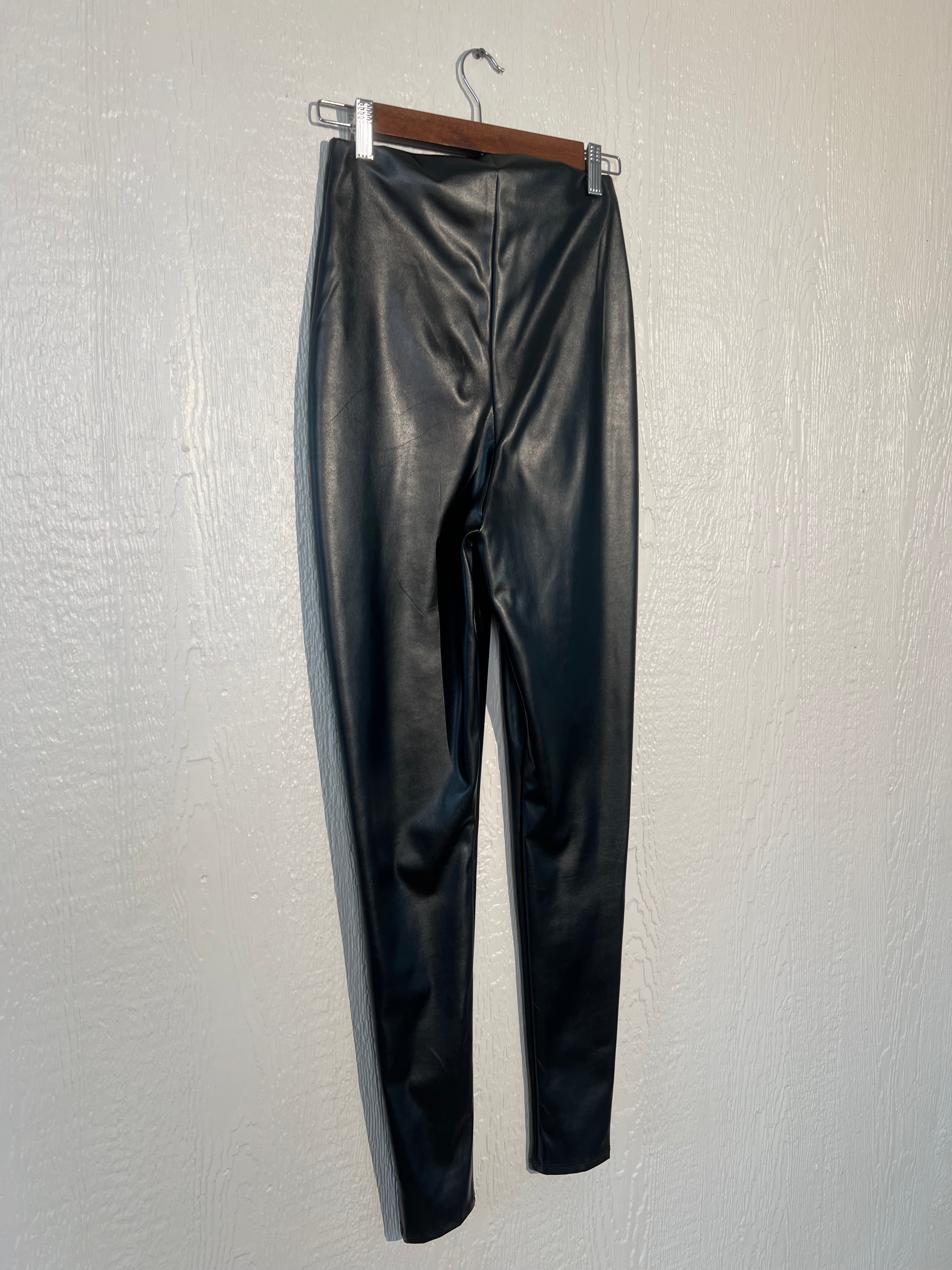 Pretty Little Thing size 4 faux leather leggings GENTLY USED